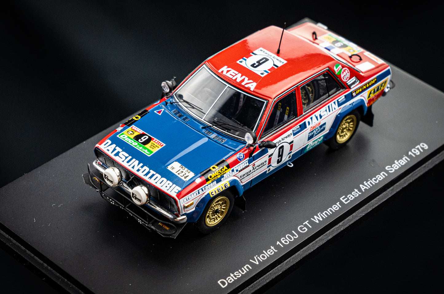 Datsun Violet 160J GT #9 S. Mehta / M. Doughty - Sieger Safari Rallye 1979 - Spark 1:43