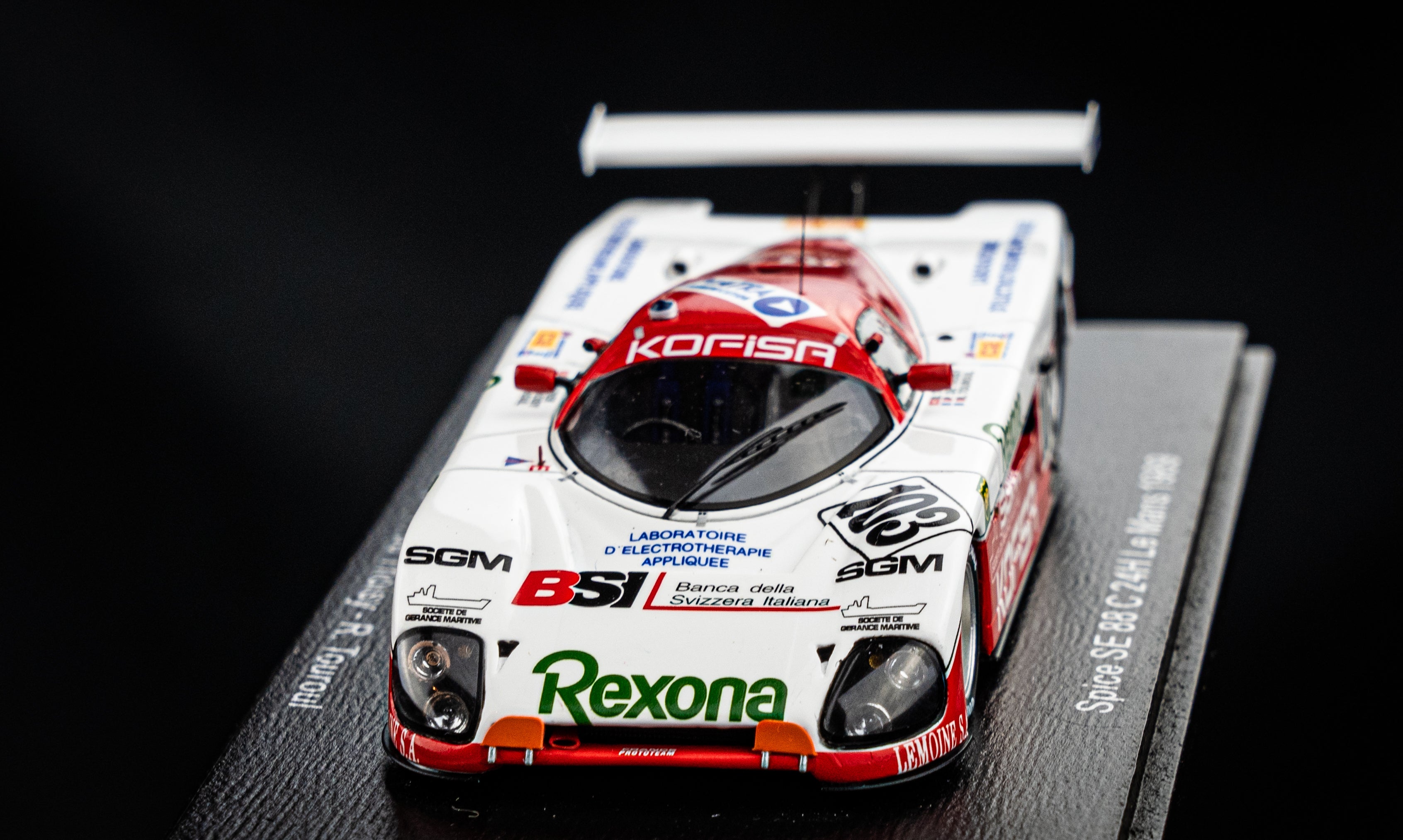 Modèle réduit Spice Se 88 C N°103 24h Le Mans 1989 B. Thuner P. De Modèle réduit Spice Se 88 C N°103 24h Le Mans 1989 B. Thuner P. De