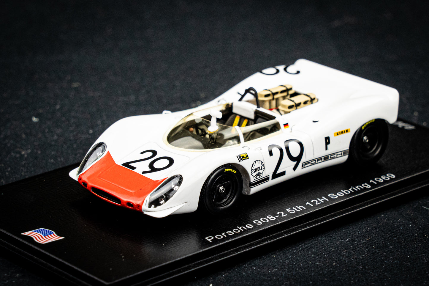 Porsche 908-2 #29 lim. 500 Stk. G. Mitter / U. Schütz - 5th 12h Sebring 1969 - Spark 1:43