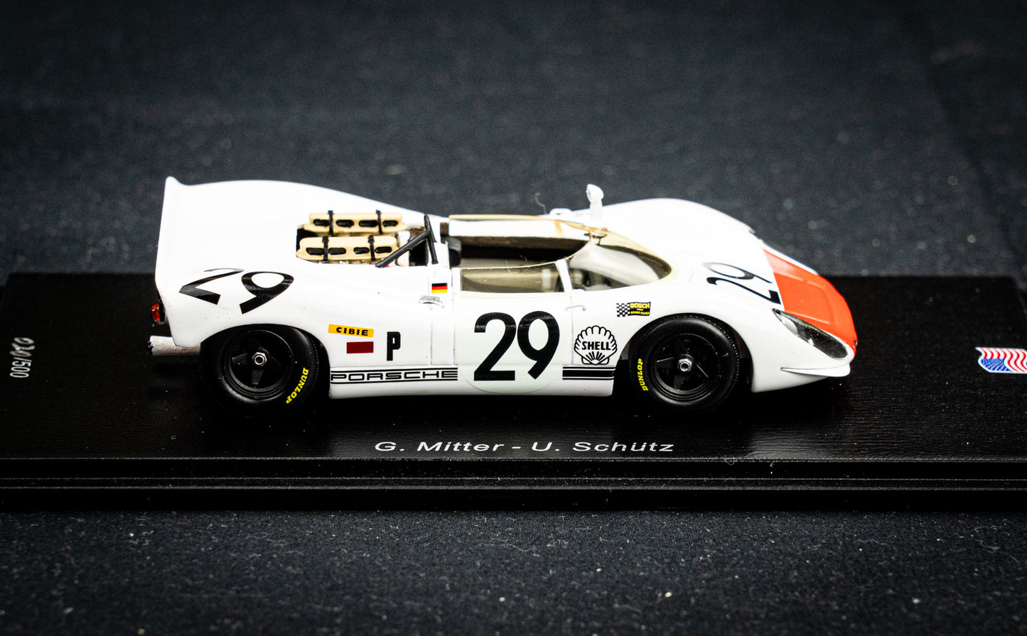 Porsche 908-2 #29 lim. 500 Stk. G. Mitter / U. Schütz - 5th 12h Sebring 1969 - Spark 1:43