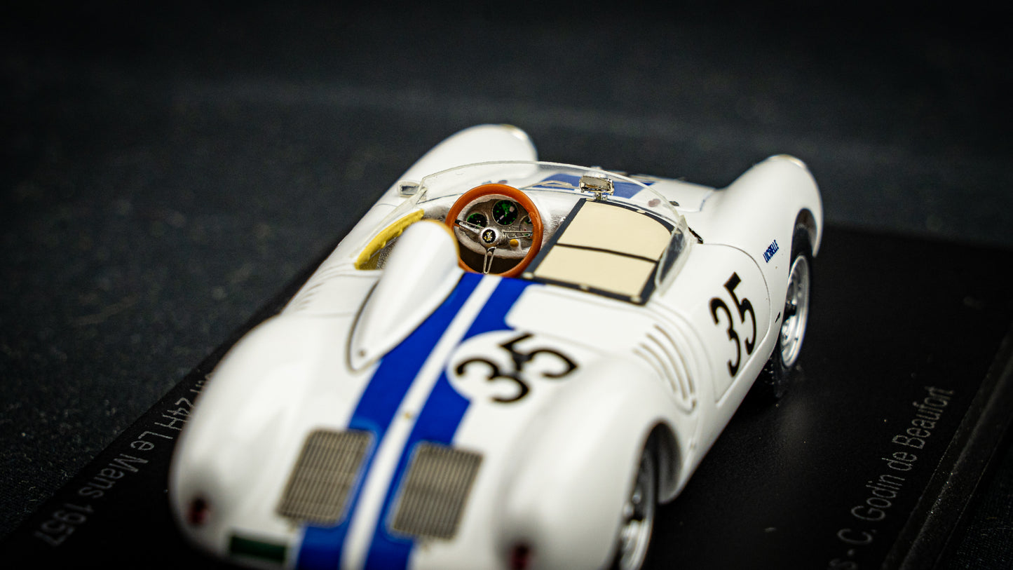 Porsche 550A #35 Hugus / Godin de Beaufort 8th 24h LeMans 1957 Spark 1:43