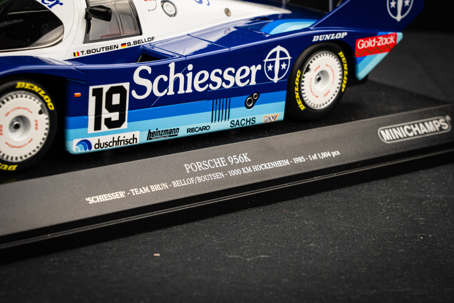 Porsche 956K #19 Bellof / Boutson lim. 1/1004 pcs. Team Schiesser Brun - 1000km Hockenheim 85 - Minichamps 1:18