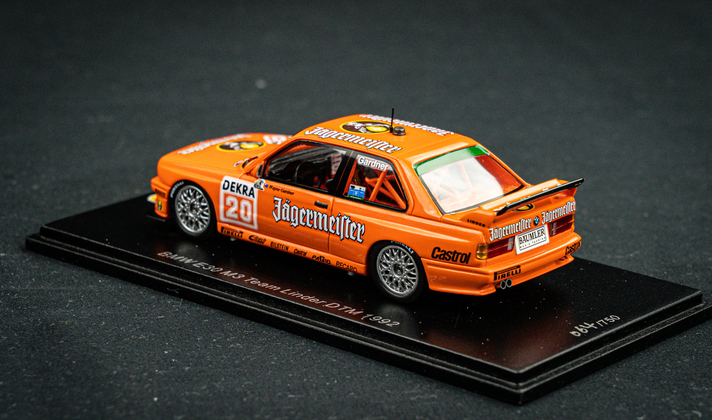 BMW E30 M3 lim. edition 500 Stk. no.20 W. Gardner Team Linder - DTM 1992 - Spark 1:43