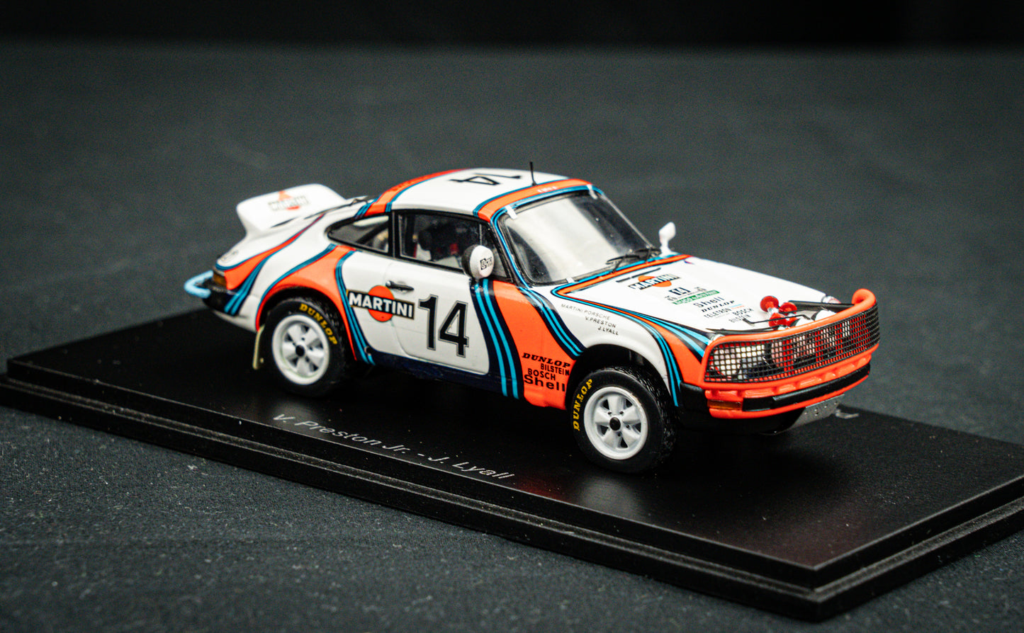 Porsche 911 SC 3.0 no.14 V. Preston jr. / Lyall - 2nd Safari Rallye 1978 - Spark 1:43