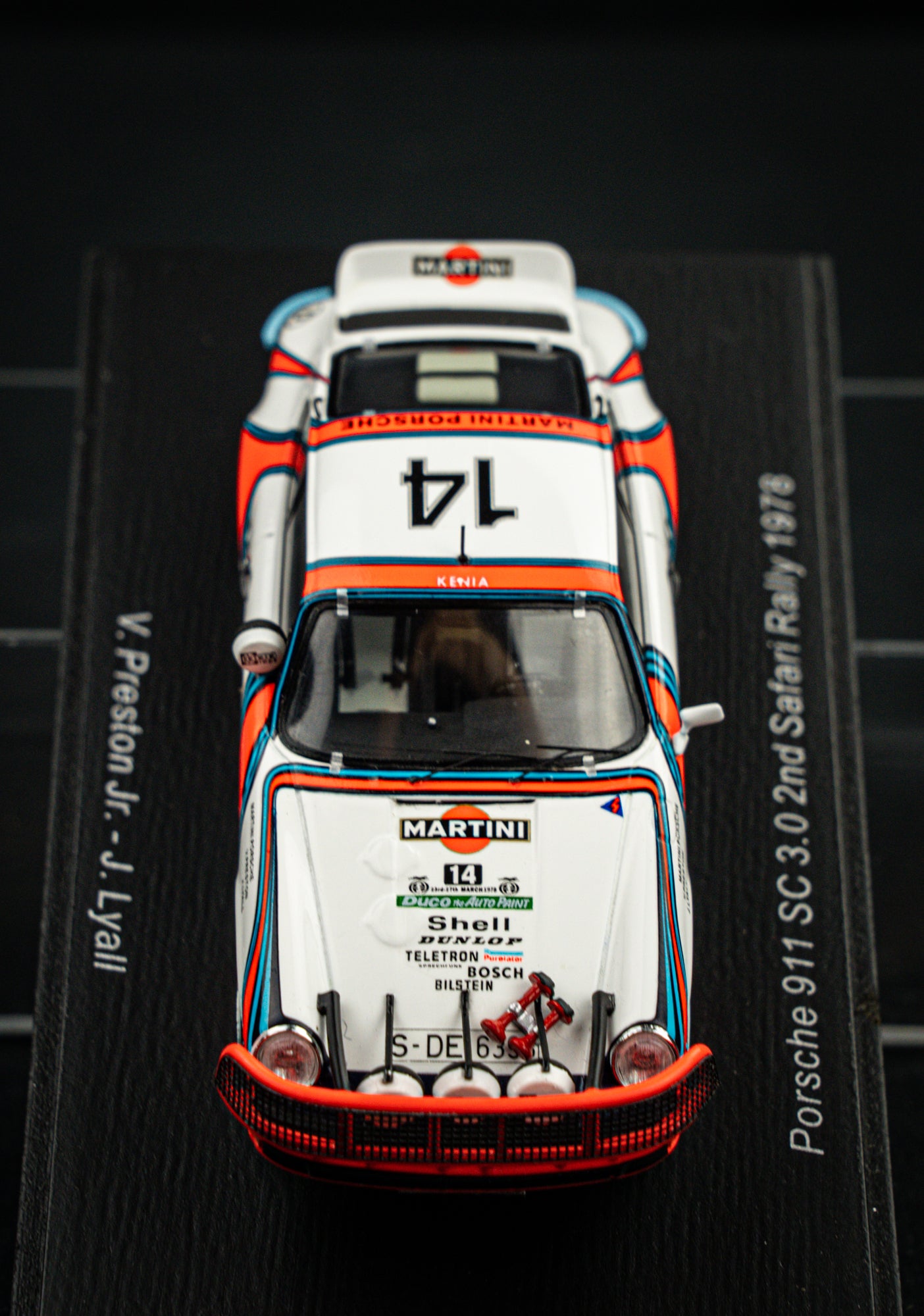 Porsche 911 SC 3.0 no.14 V. Preston jr. / Lyall - 2nd Safari Rallye 1978 - Spark 1:43