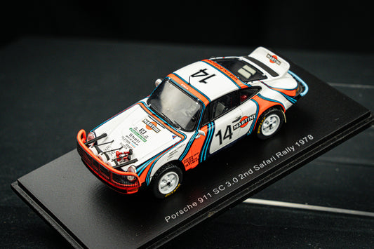 Porsche 911 SC 3.0 no.14 V. Preston jr. / Lyall - 2nd Safari Rallye 1978 - Spark 1:43