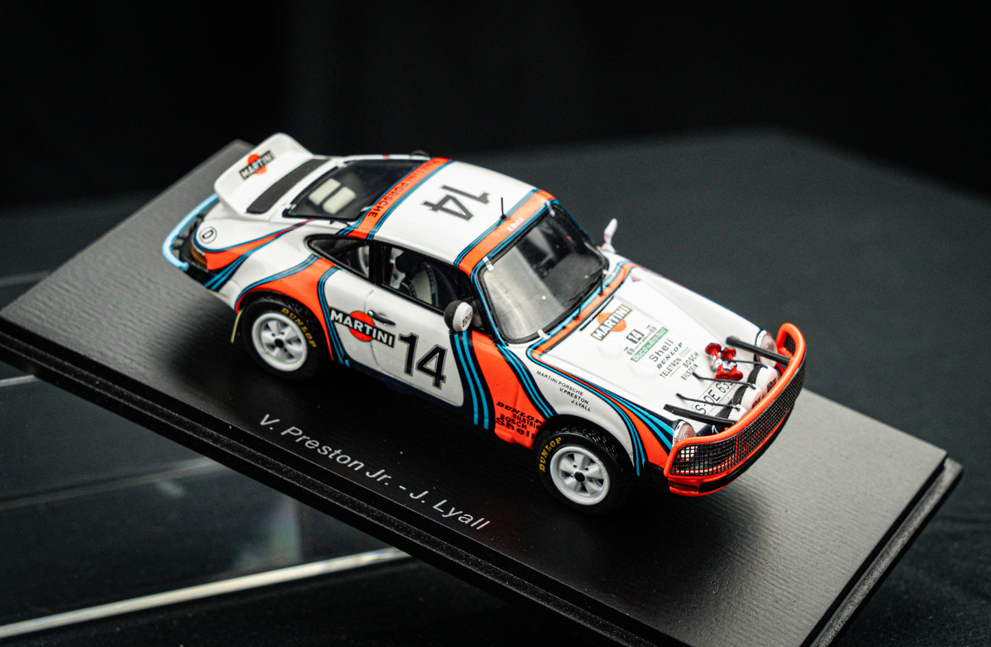 Porsche 911 SC 3.0 no.14 V. Preston jr. / Lyall - 2nd Safari Rallye 1978 - Spark 1:43