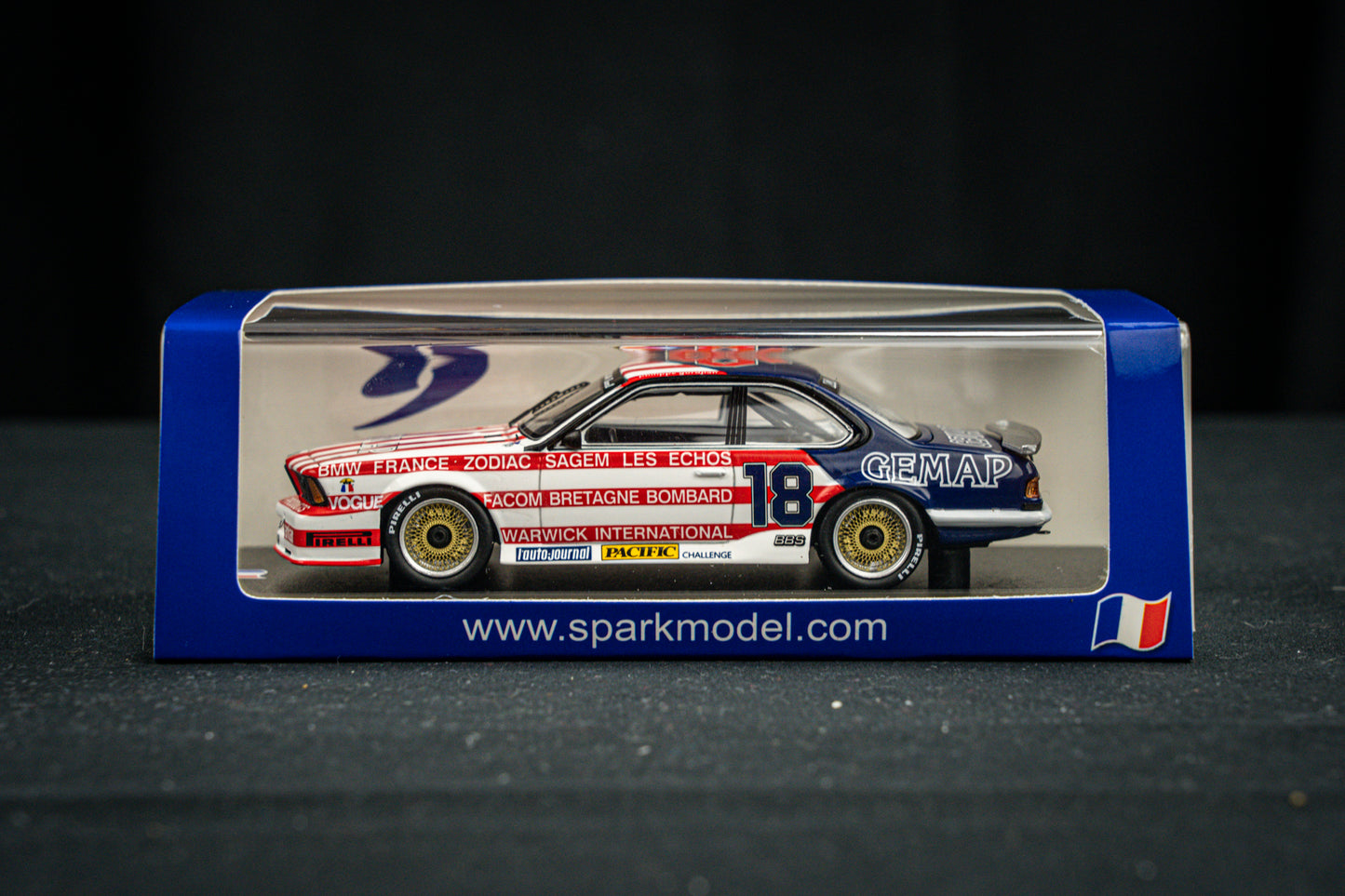 BMW 635csi lim. 500 pcs. #18 P. Gurdjian Championat de France Production 1985 Spark 1:43