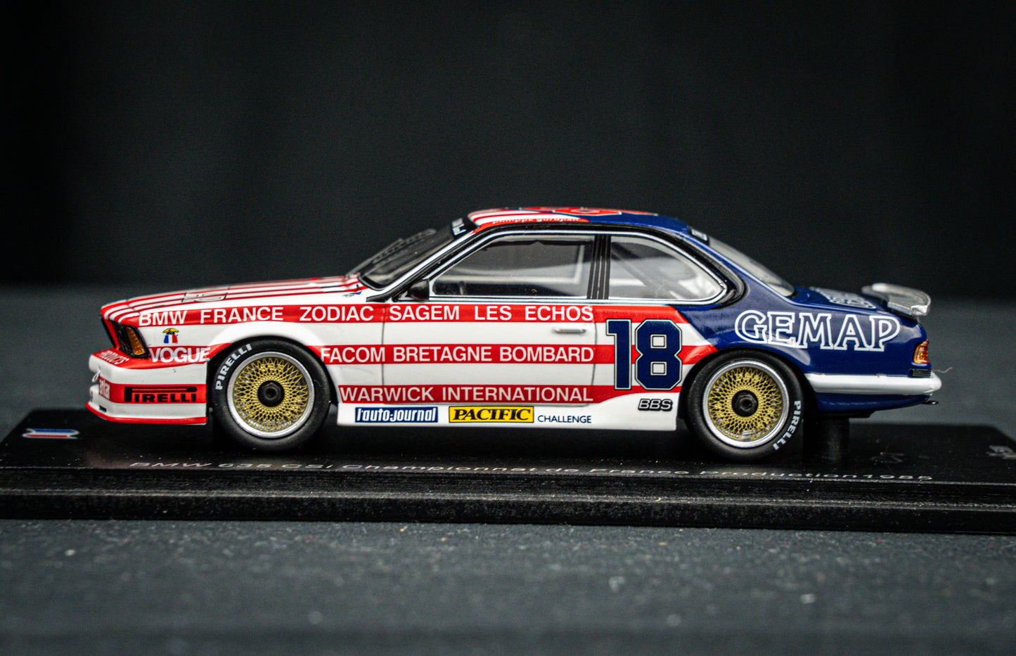 BMW 635csi lim. 500 pcs. #18 P. Gurdjian Championat de France Production 1985 Spark 1:43