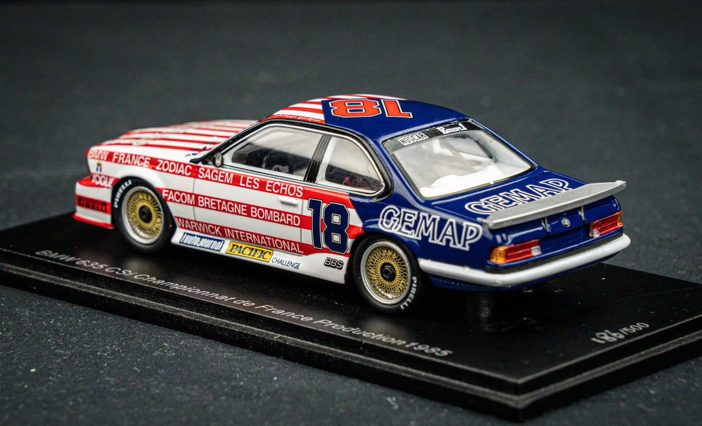 BMW 635csi lim. 500 pcs. #18 P. Gurdjian Championat de France Production 1985 Spark 1:43