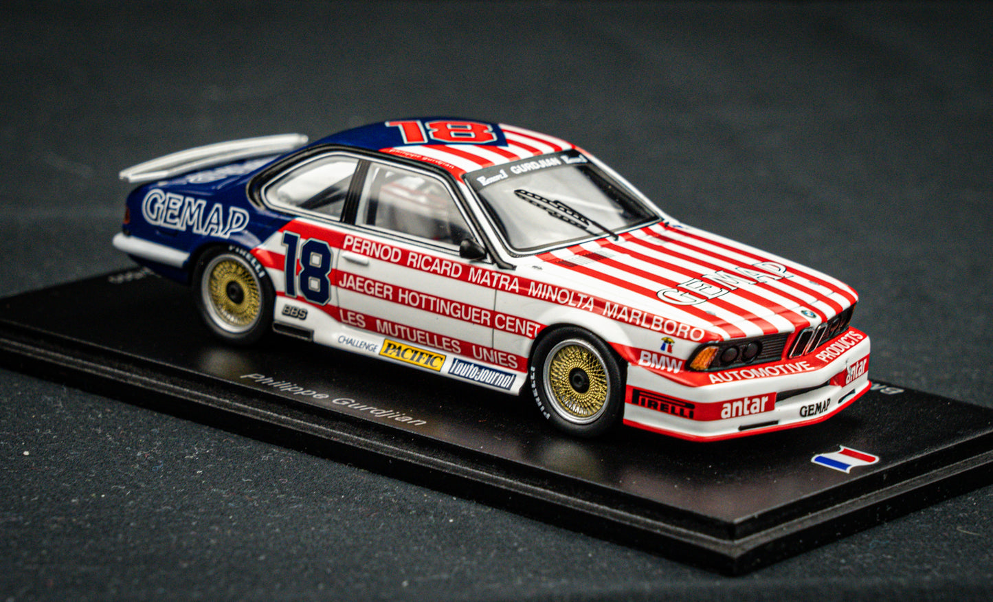 BMW 635csi lim. 500 pcs. #18 P. Gurdjian Championat de France Production 1985 Spark 1:43