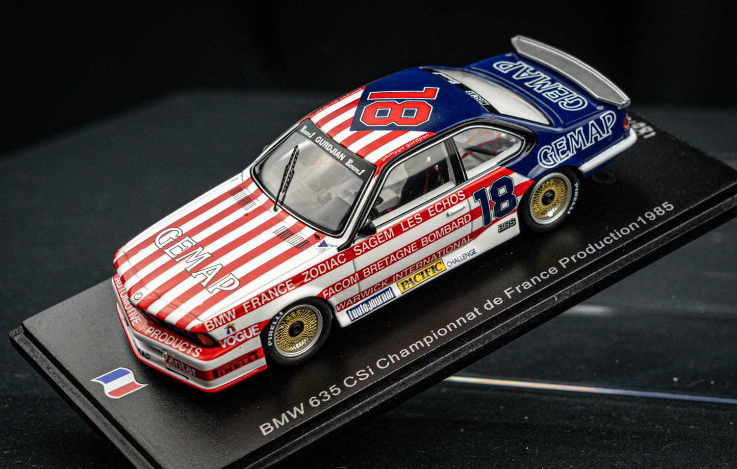 BMW 635csi lim. 500 pcs. #18 P. Gurdjian Championat de France Production 1985 Spark 1:43