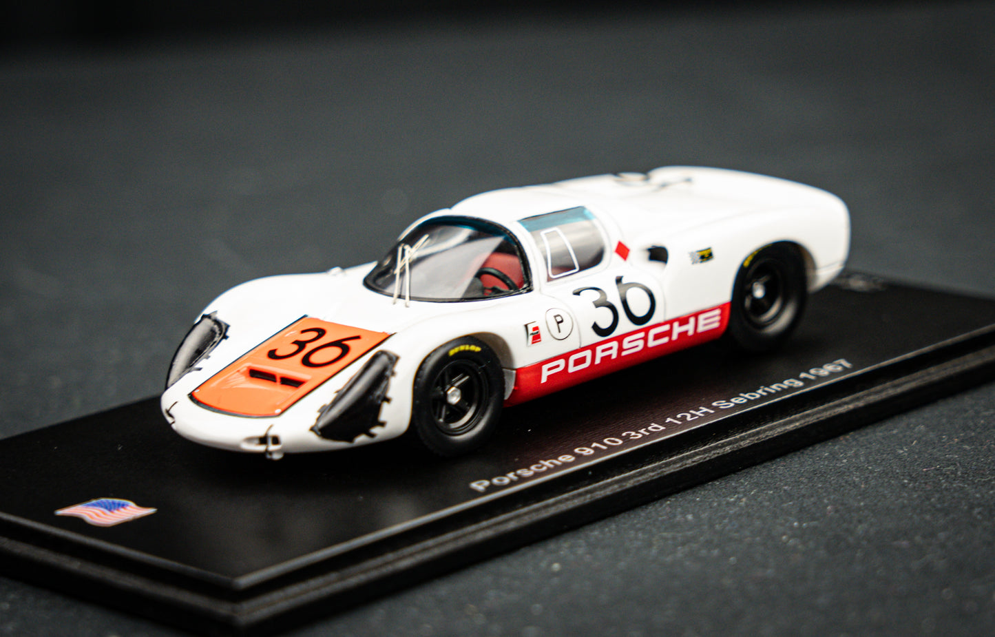 Porsche 910 lim. 500 pcs. #36 Patrick / Mitter / Rindt 3rd 12h Sebring 1967, Spark 1:43