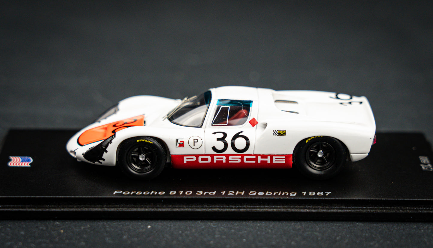 Porsche 910 lim. 500 pcs. #36 Patrick / Mitter / Rindt 3rd 12h Sebring 1967, Spark 1:43