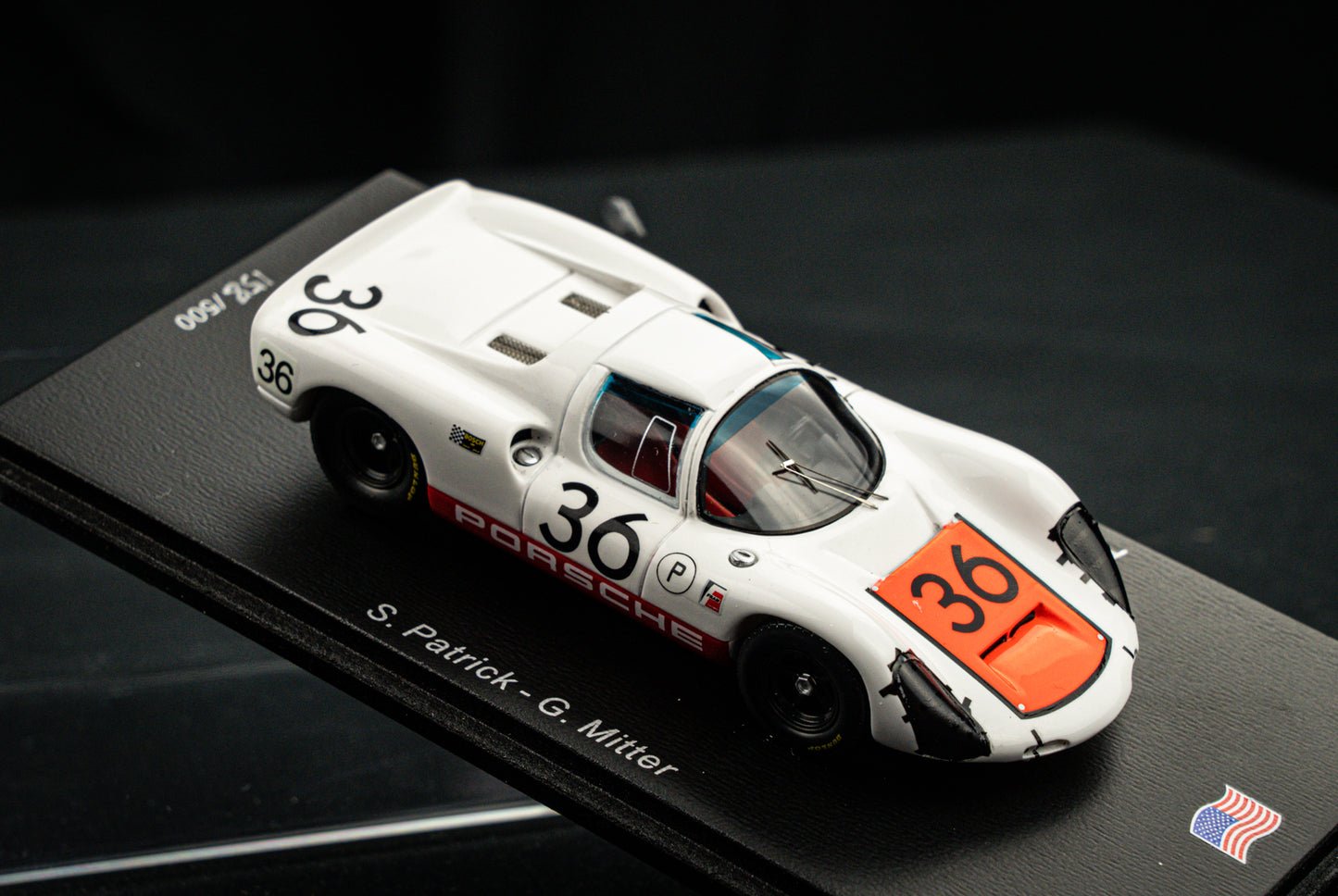 Porsche 910 lim. 500 pcs. #36 Patrick / Mitter / Rindt 3rd 12h Sebring 1967, Spark 1:43