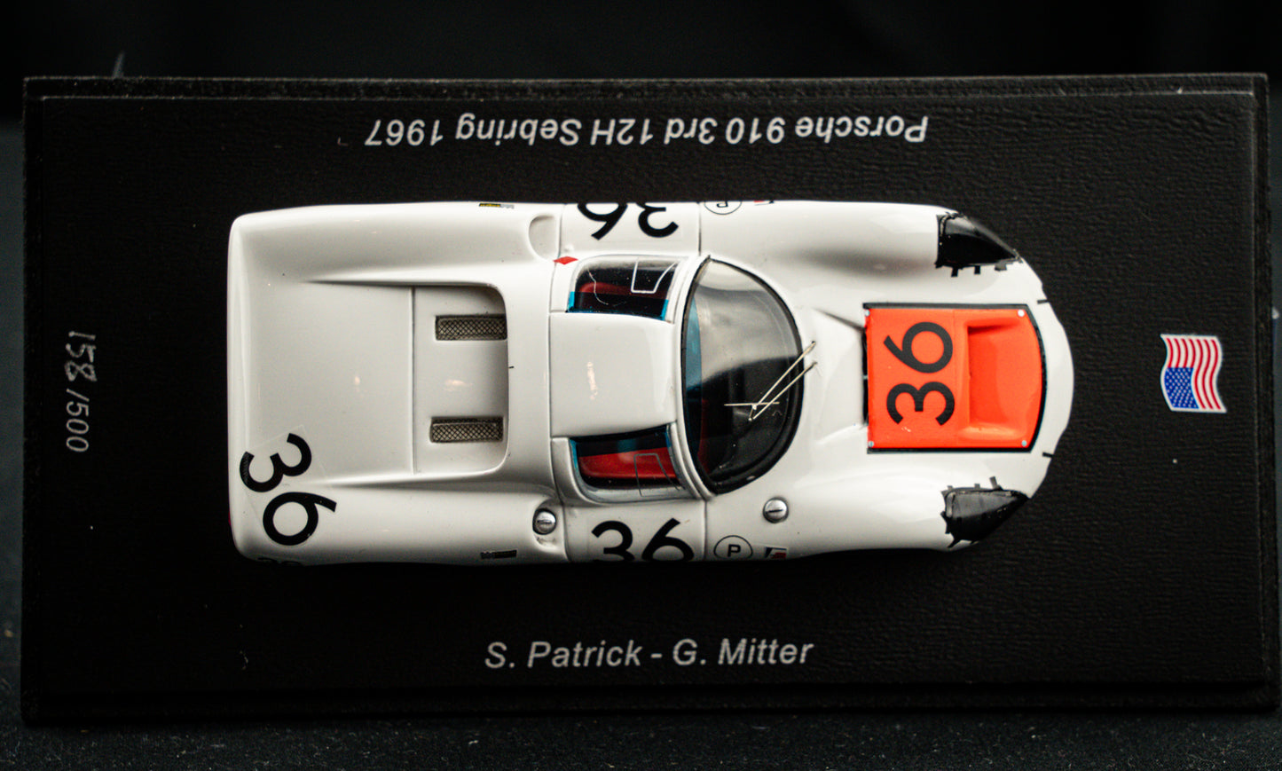 Porsche 910 lim. 500 pcs. #36 Patrick / Mitter / Rindt 3rd 12h Sebring 1967, Spark 1:43