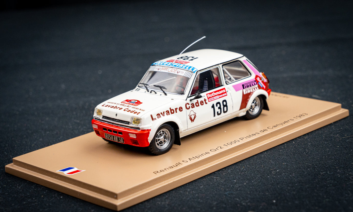 Renault 5 Alpine Gr.2 lim. 300 Stk. #138 D. Auriol / J.Y. Tussiot - Rallye 1000 Piste de Canjuers 83 Spark 1:43