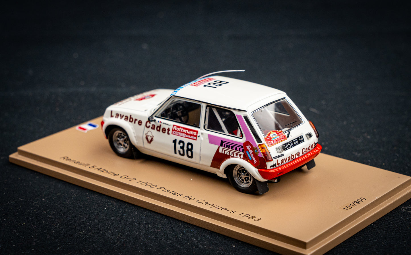 Renault 5 Alpine Gr.2 lim. 300 Stk. #138 D. Auriol / J.Y. Tussiot - Rallye 1000 Piste de Canjuers 83 Spark 1:43