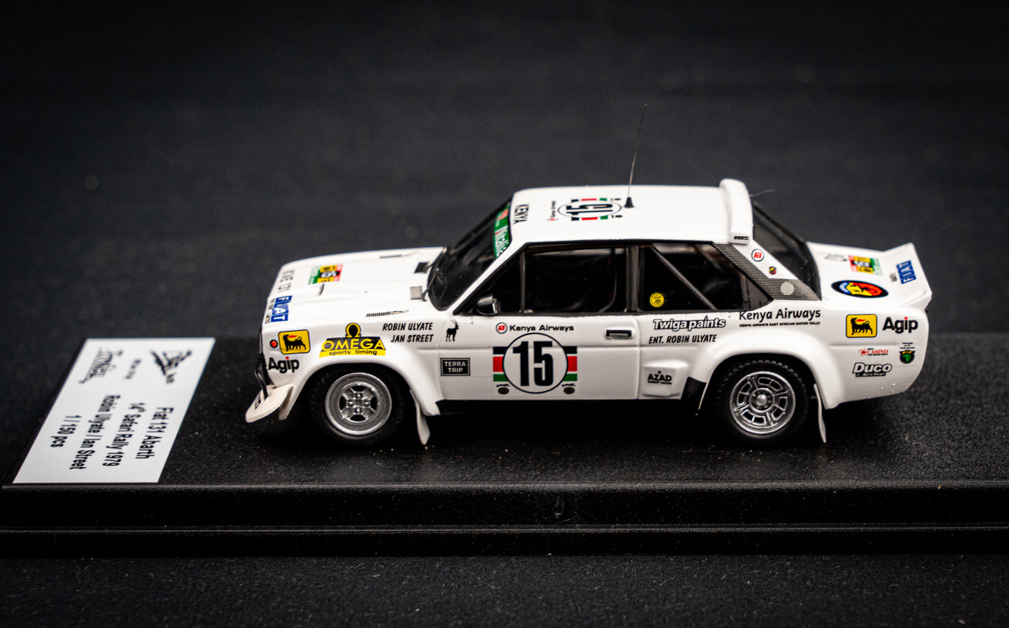 FIAT 131 Abarth lim. 150 pcs. #15 R. Ulyate / I. Street - P14 Safari Rallye 1979 - Trofeu 1:43