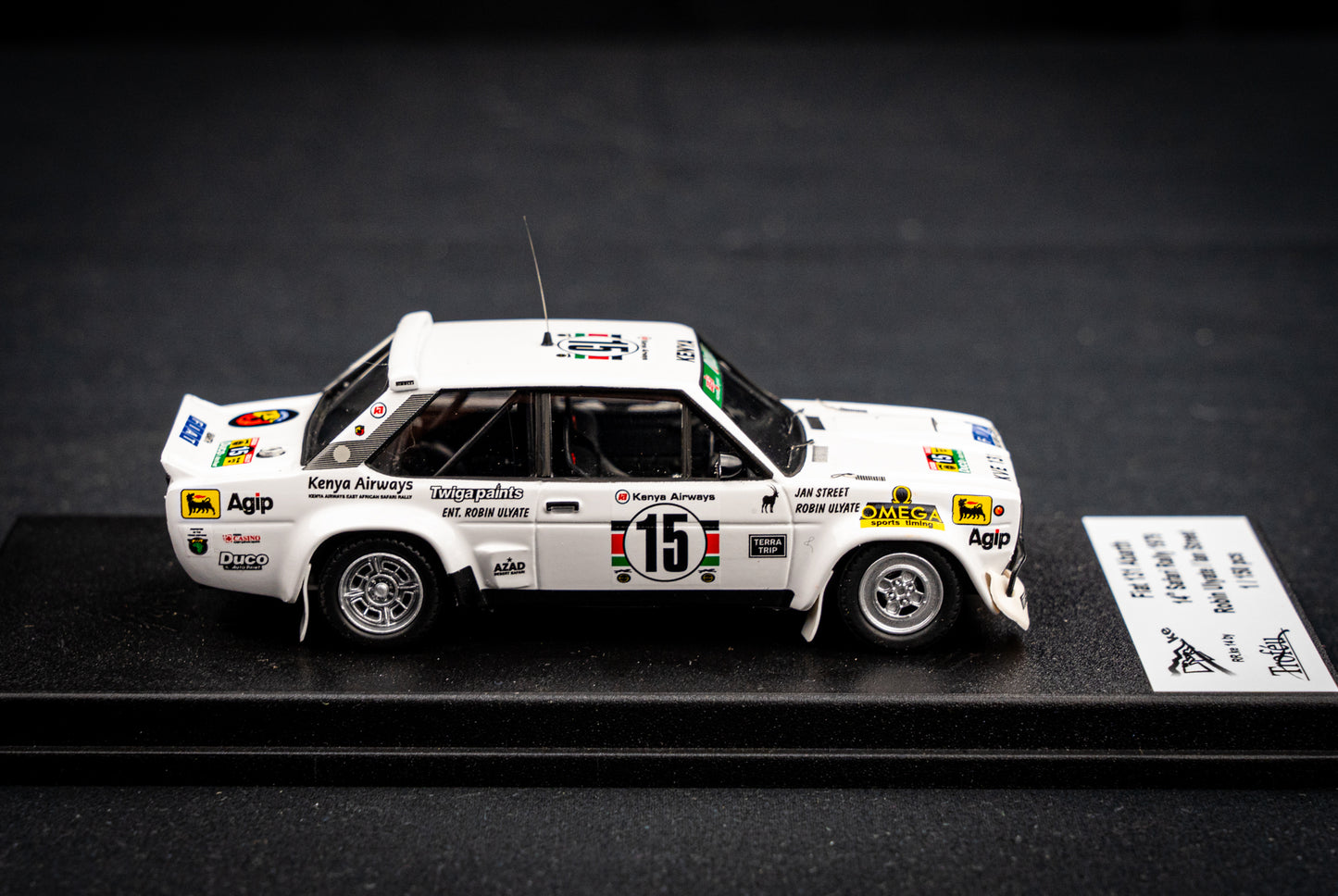 FIAT 131 Abarth lim. 150 pcs. #15 R. Ulyate / I. Street - P14 Safari Rallye 1979 - Trofeu 1:43