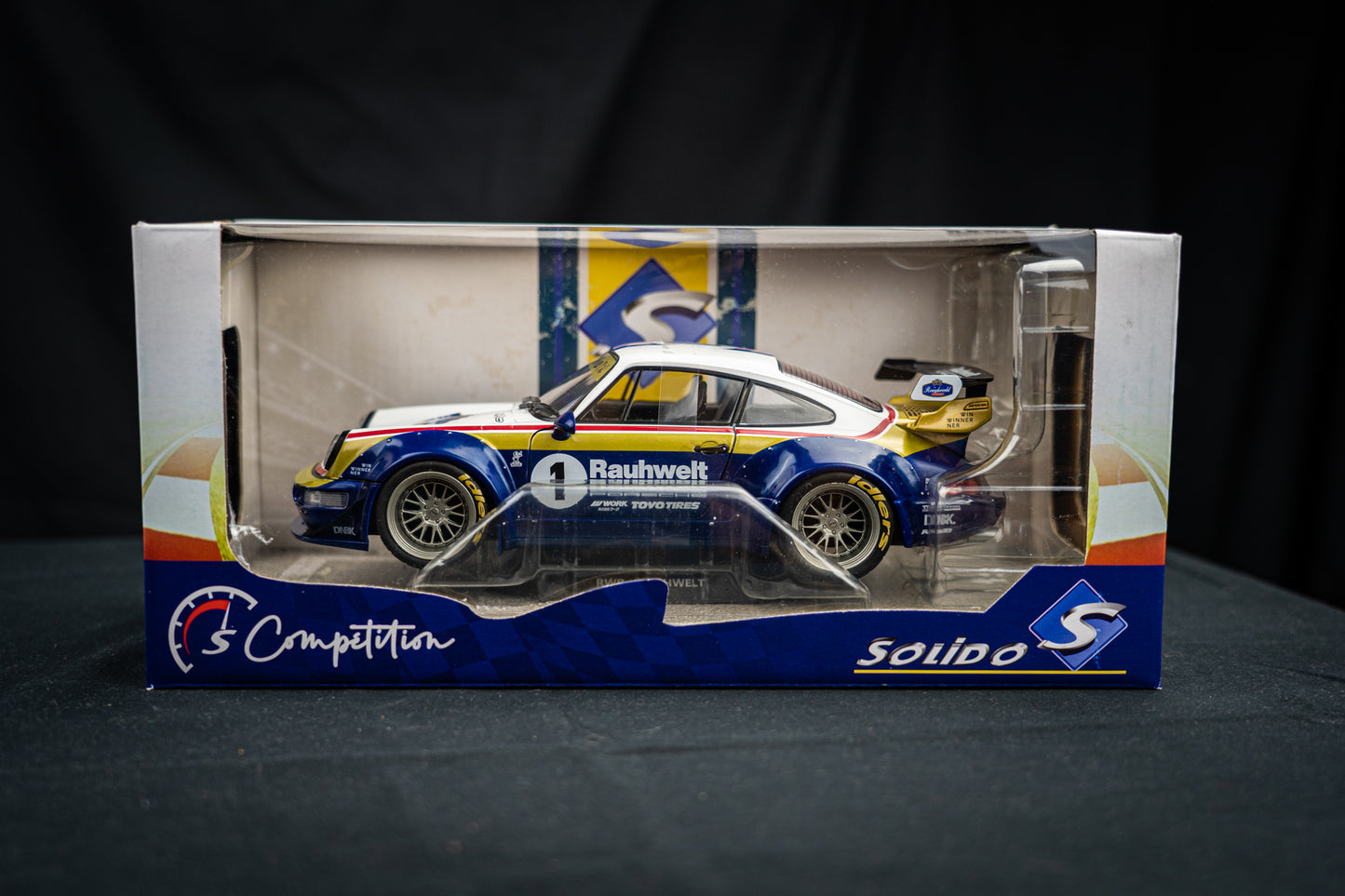 Porsche 911 (964) RWB Rauh - Welt 2022 blue / white / red / gold - Solido 1:18