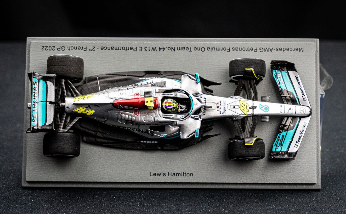 Lewis Hamilton 300. Grand Prix Mercedes-AMG W13E #44 2nd French GP 2022, Spark 1:43,