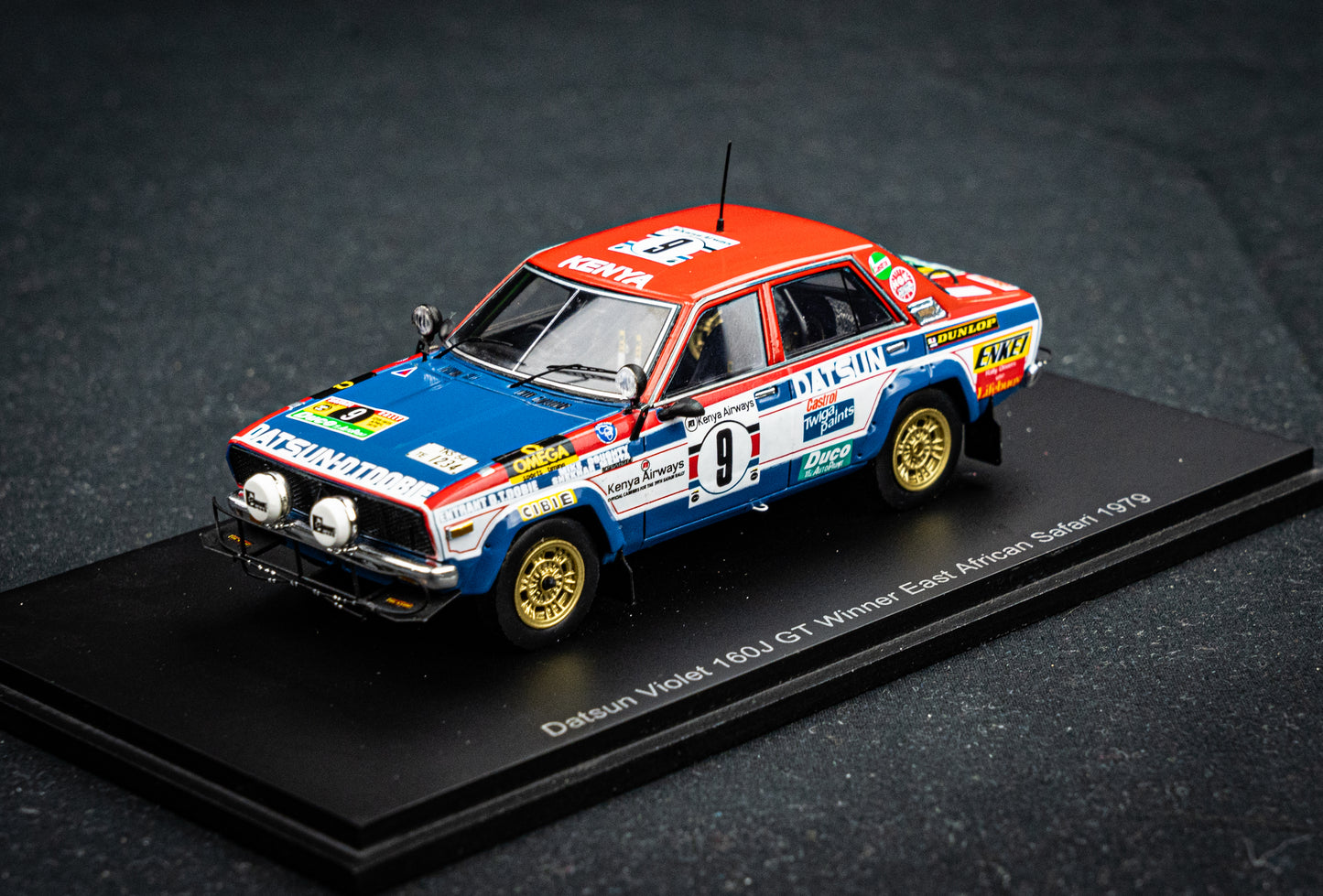 Datsun Violet 160J GT #9 S. Mehta / M. Doughty - Sieger Safari Rallye 1979 - Spark 1:43