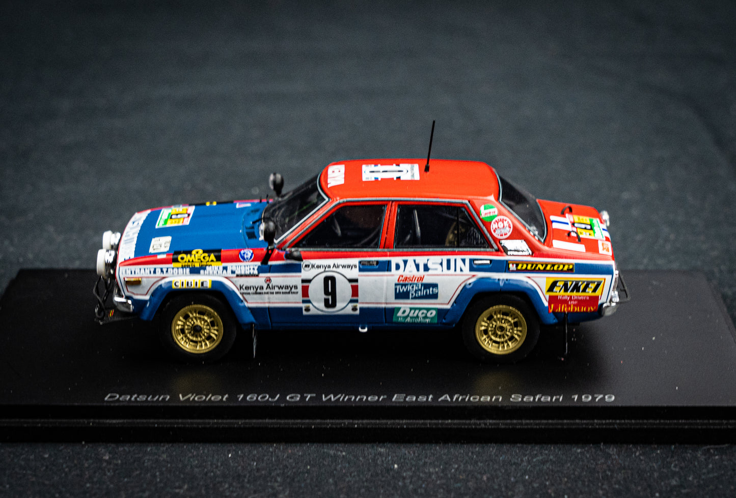 Datsun Violet 160J GT #9 S. Mehta / M. Doughty - Sieger Safari Rallye 1979 - Spark 1:43