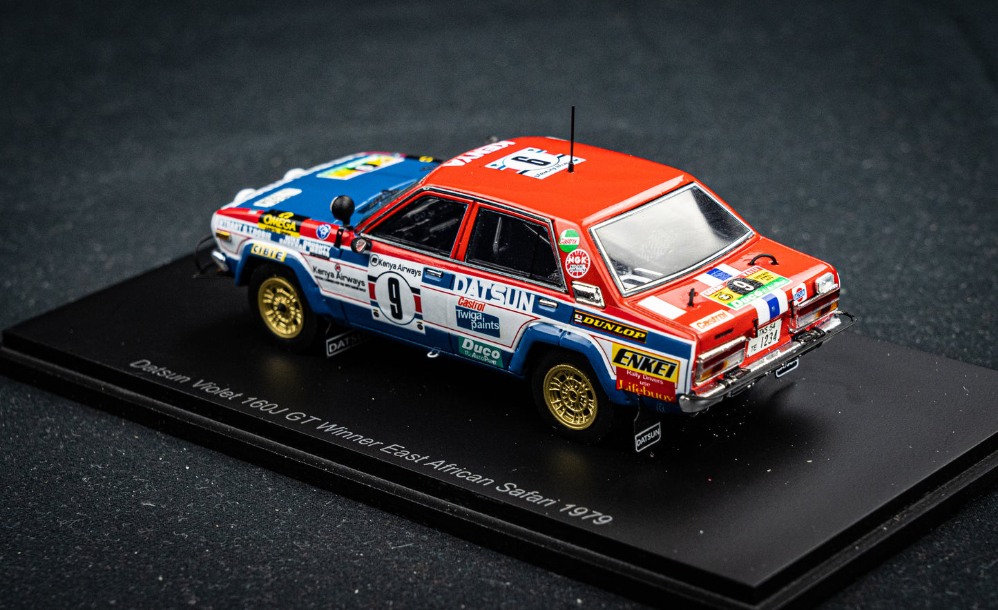 Datsun Violet 160J GT #9 S. Mehta / M. Doughty - Sieger Safari Rallye 1979 - Spark 1:43