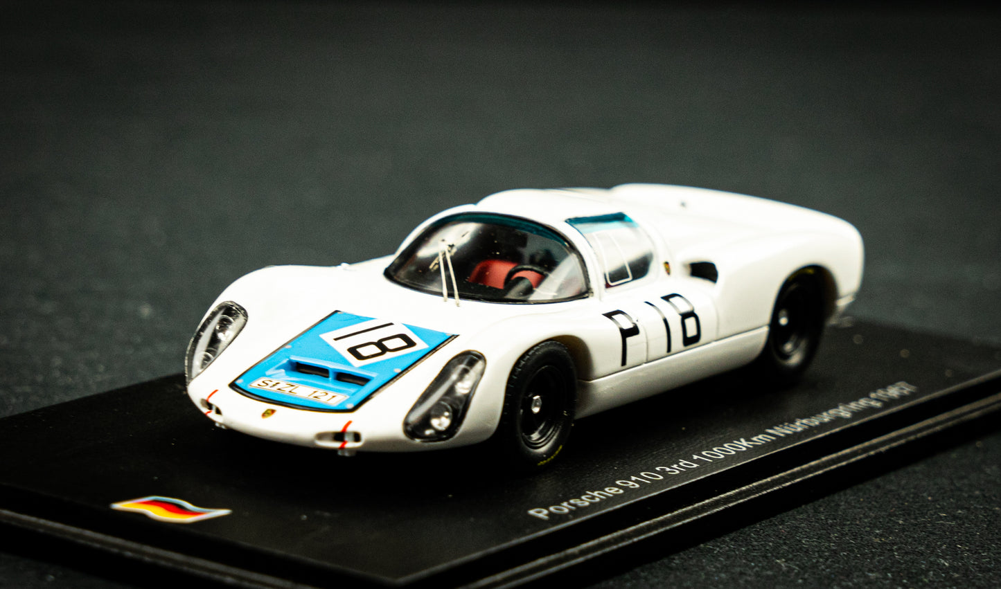 Porsche 910 #18 lim. edition 300 Stk. 3rd 1000km Nürburgring 1967 - Neerpasch / Elford Spark 1:43