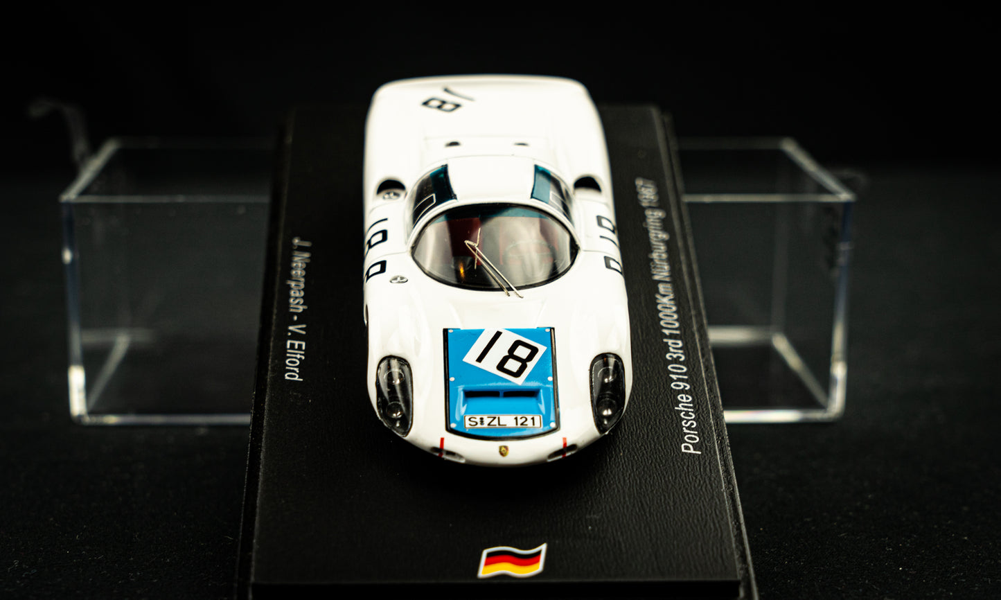 Porsche 910 #18 lim. edition 300 Stk. 3rd 1000km Nürburgring 1967 - Neerpasch / Elford Spark 1:43