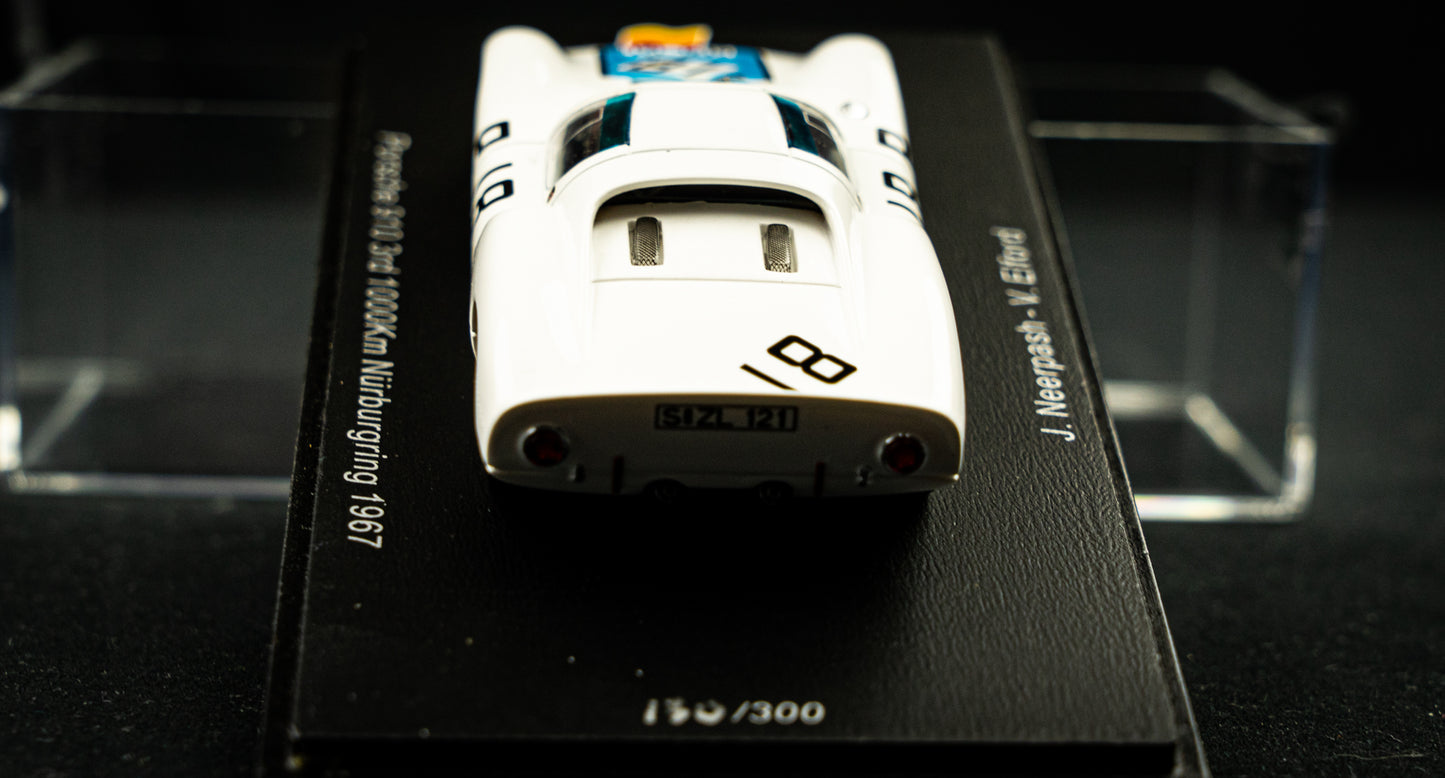 Porsche 910 #18 lim. edition 300 Stk. 3rd 1000km Nürburgring 1967 - Neerpasch / Elford Spark 1:43