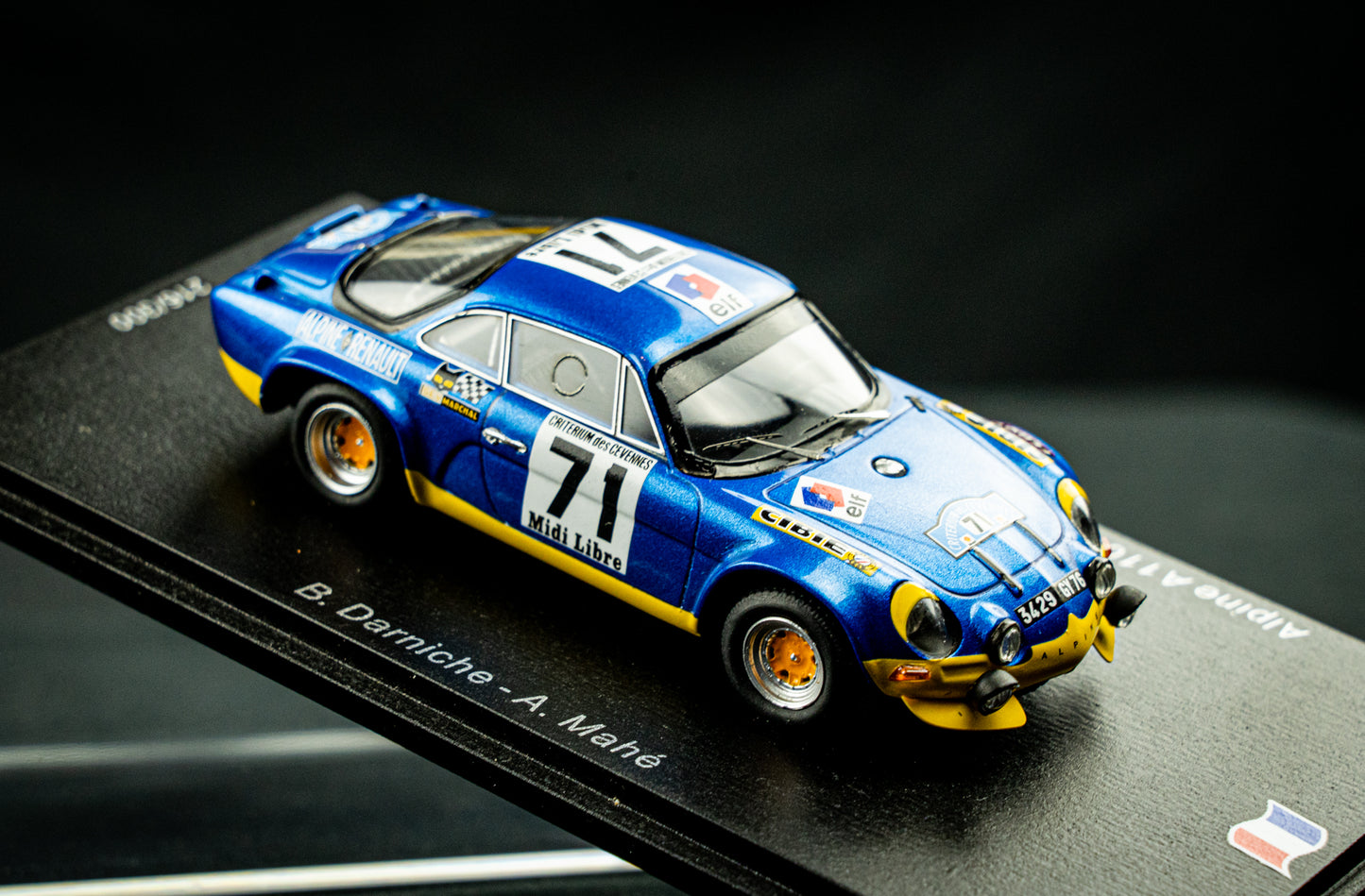 Renault Alpine A110 lim. edition 500 Stk. - #71 Darniche / Mahe - P1 Rallye Cevennes 1971 - 1:43