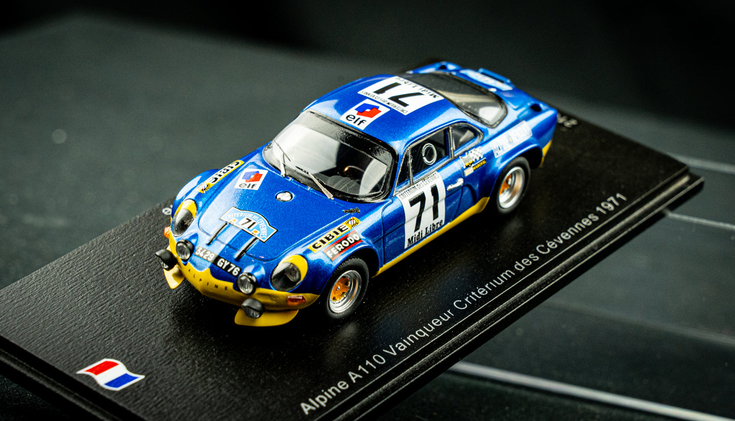 Renault Alpine A110 lim. edition 500 Stk. - #71 Darniche / Mahe - P1 Rallye Cevennes 1971 - 1:43