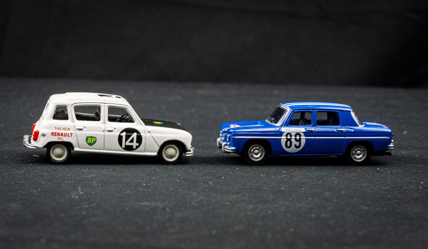 Renault 4 #14 Safari Rallye 1962 & Renault 8 Gordini #89 Rallye Monte Carlo 1969 - Norev 1:64