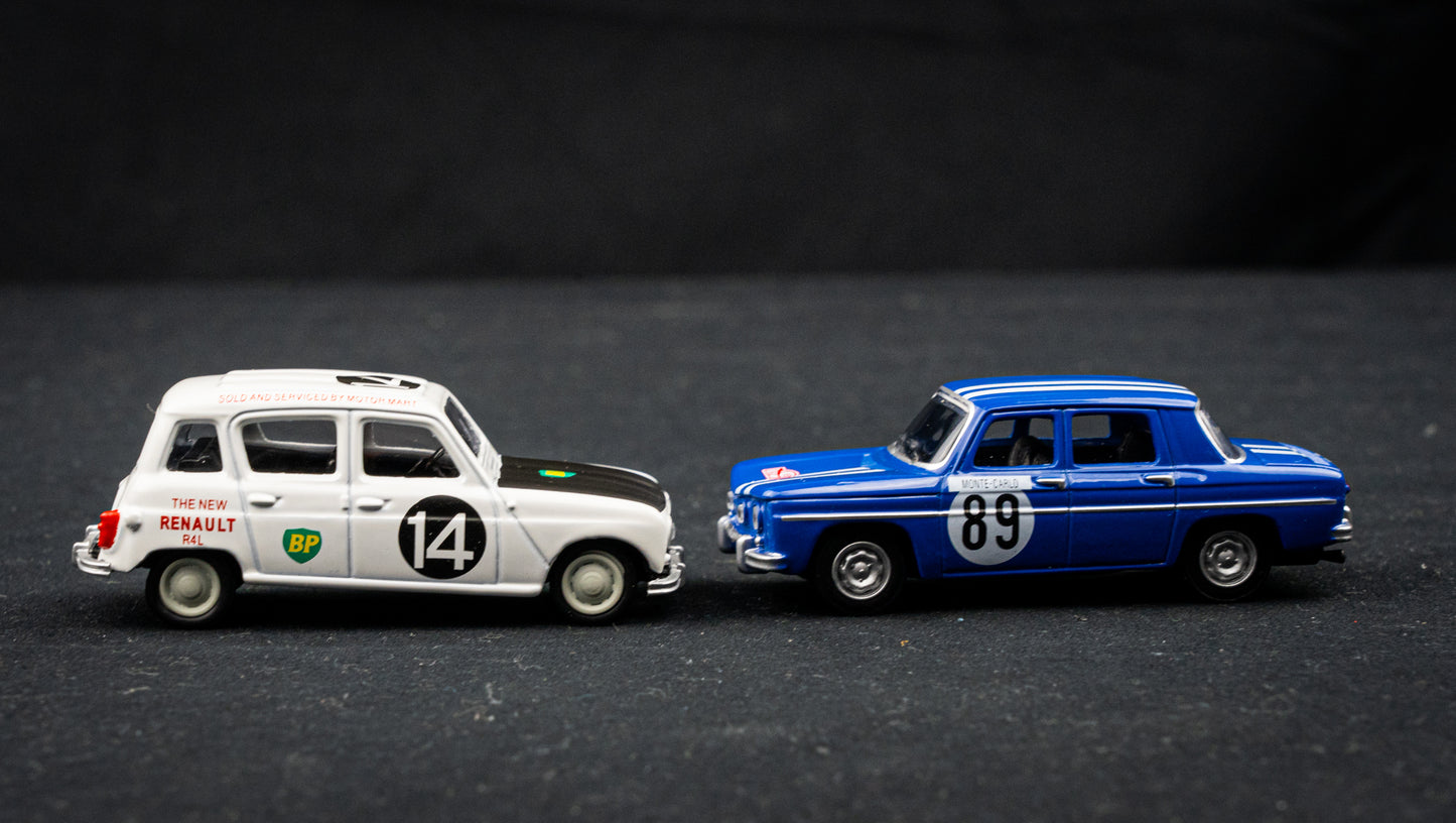 Renault 4 #14 Safari Rallye 1962 & Renault 8 Gordini #89 Rallye Monte Carlo 1969 - Norev 1:64