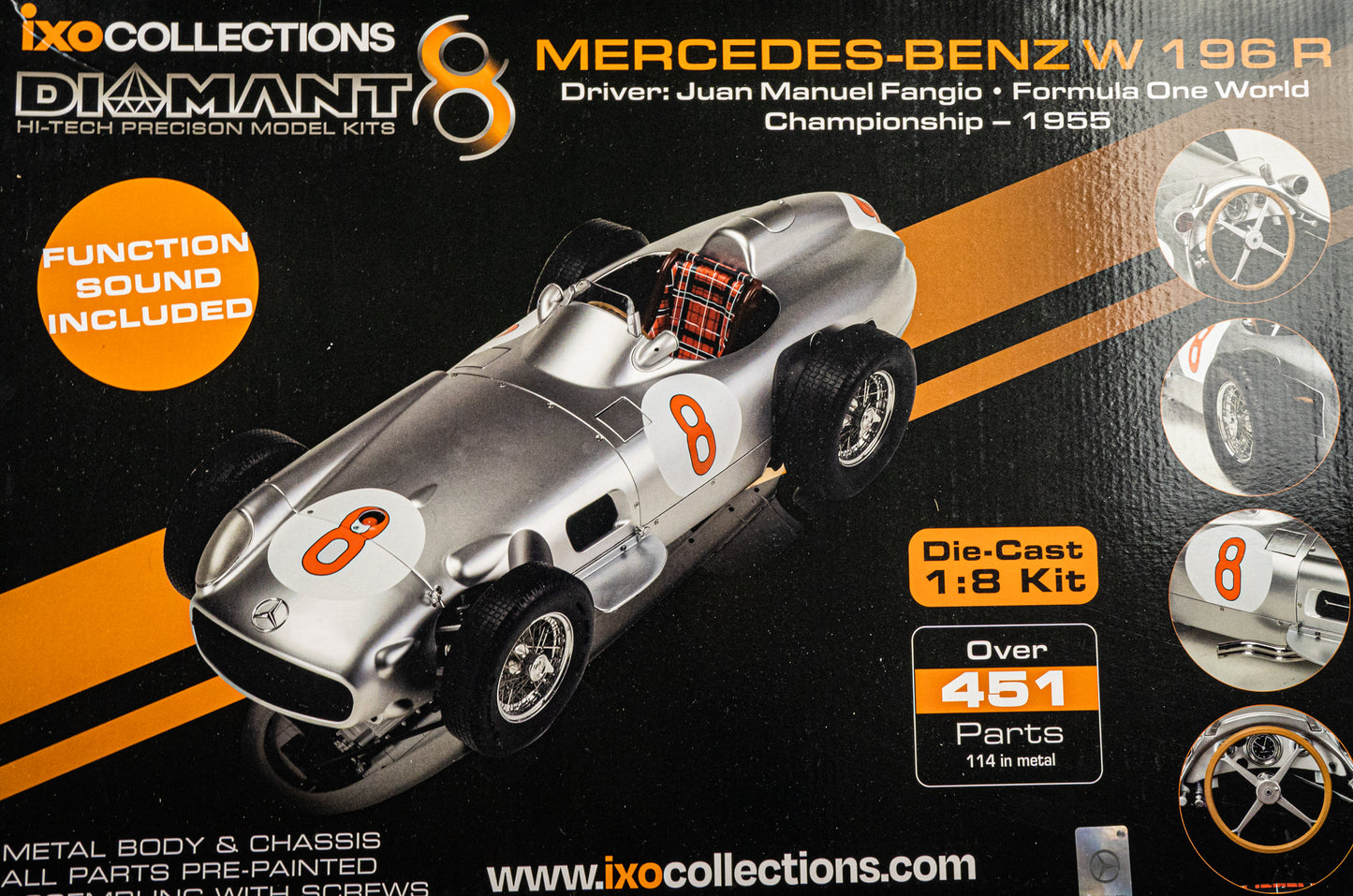 Mercedes W196 R no.8 Juan Manuel Fangio Formel 1 WM 1955 - IXO Collections 1:8