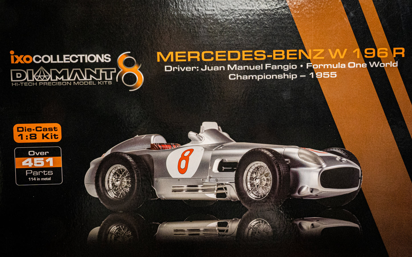 Mercedes W196 R no.8 Juan Manuel Fangio Formel 1 WM 1955 - IXO Collections 1:8