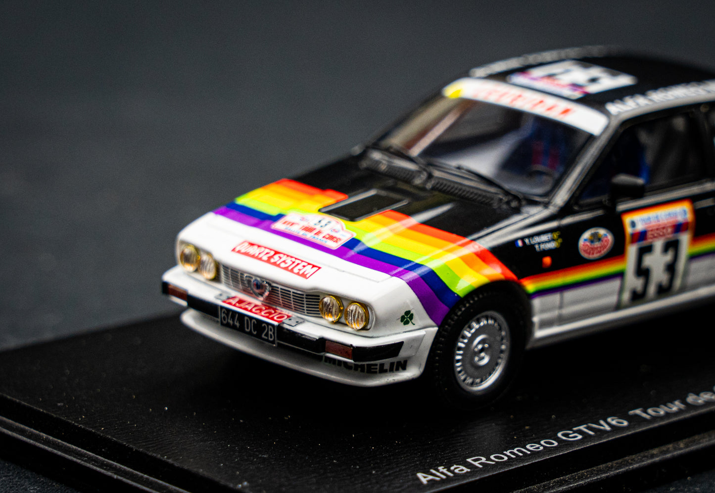 Alfa GTV6 #53 Y. Loubet / R. Alemany P17 Rallye Korsika / Tour de Corse 1982 Spark 1:43