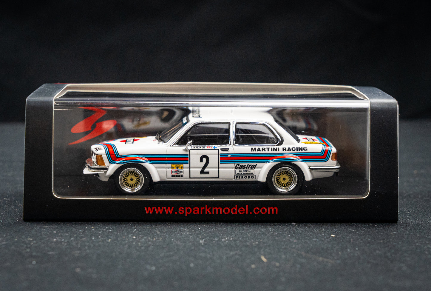 BMW 323i E21 Gr.2 #2 T. Mäkinen / A. Aho Rallye du Condroz 1980  1:43 Spark