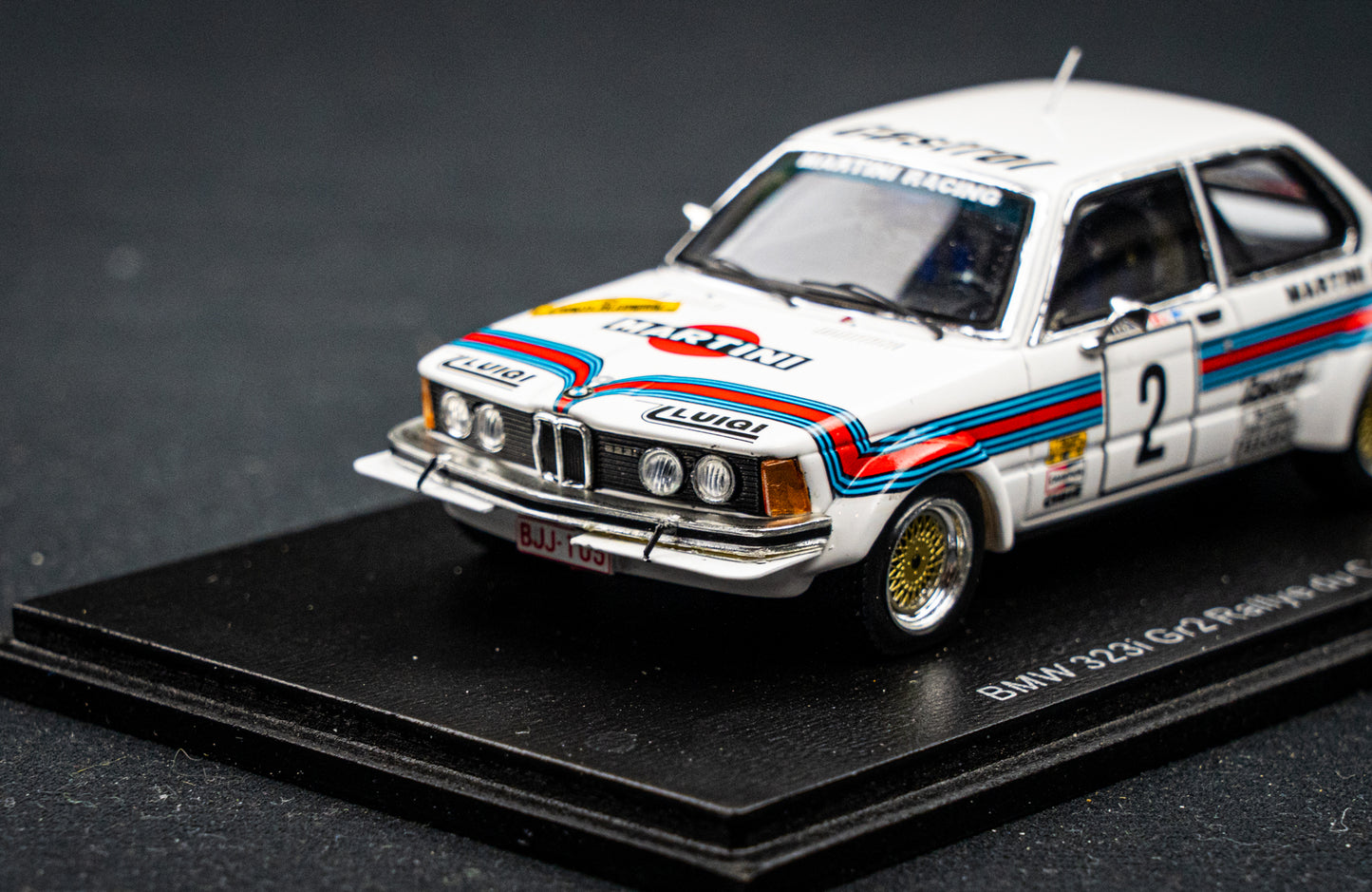 BMW 323i E21 Gr.2 #2 T. Mäkinen / A. Aho Rallye du Condroz 1980  1:43 Spark