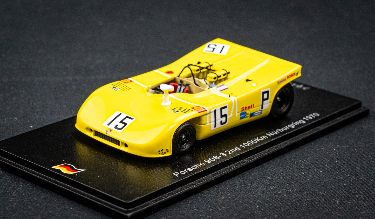 Porsche 908/03 #15 lim. 500 pcs. Herrmann / Attwood 2nd 1000km Nürburgring 1970 Spark 1:43