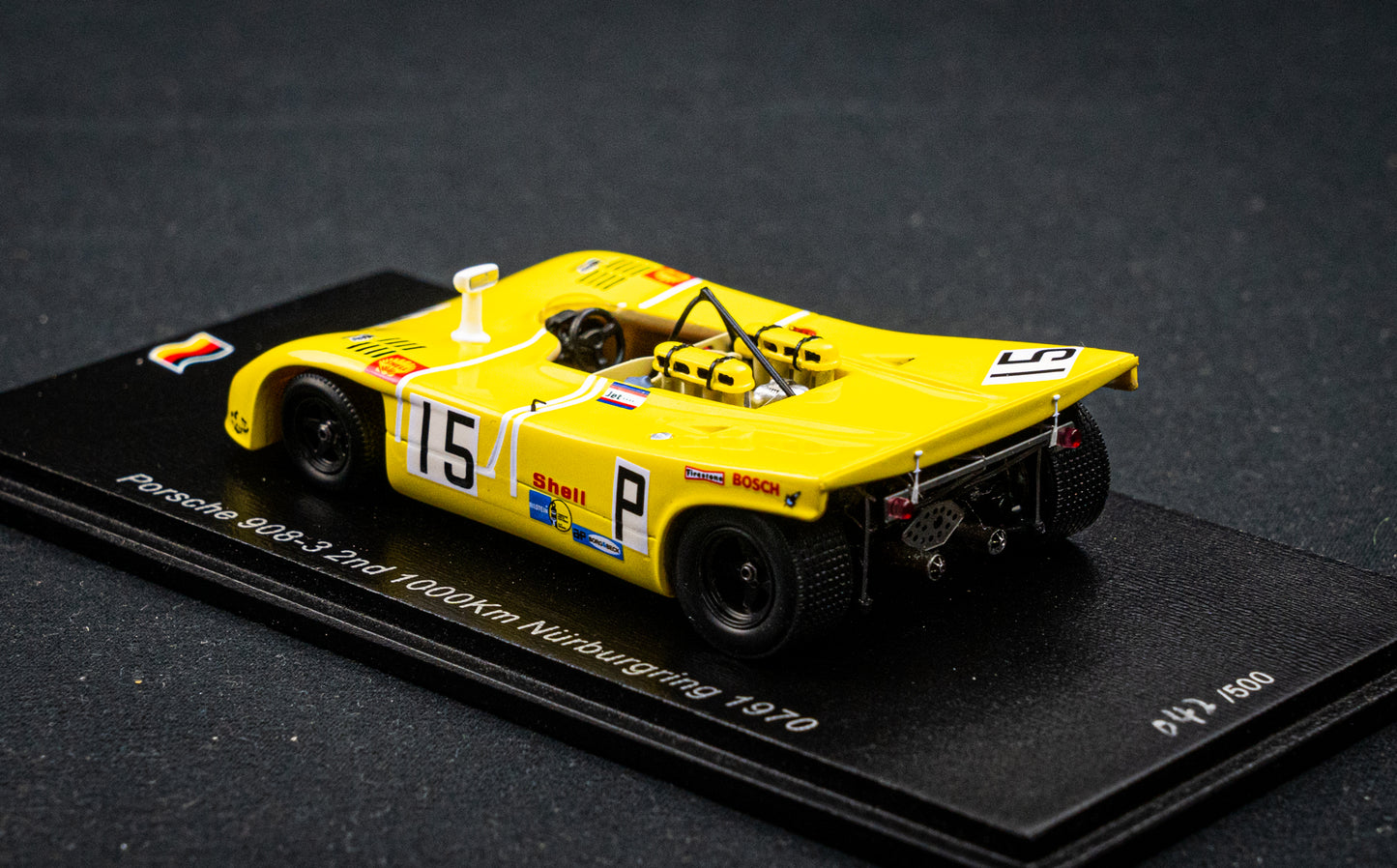 Porsche 908/03 #15 lim. 500 pcs. Herrmann / Attwood 2nd 1000km Nürburgring 1970 Spark 1:43