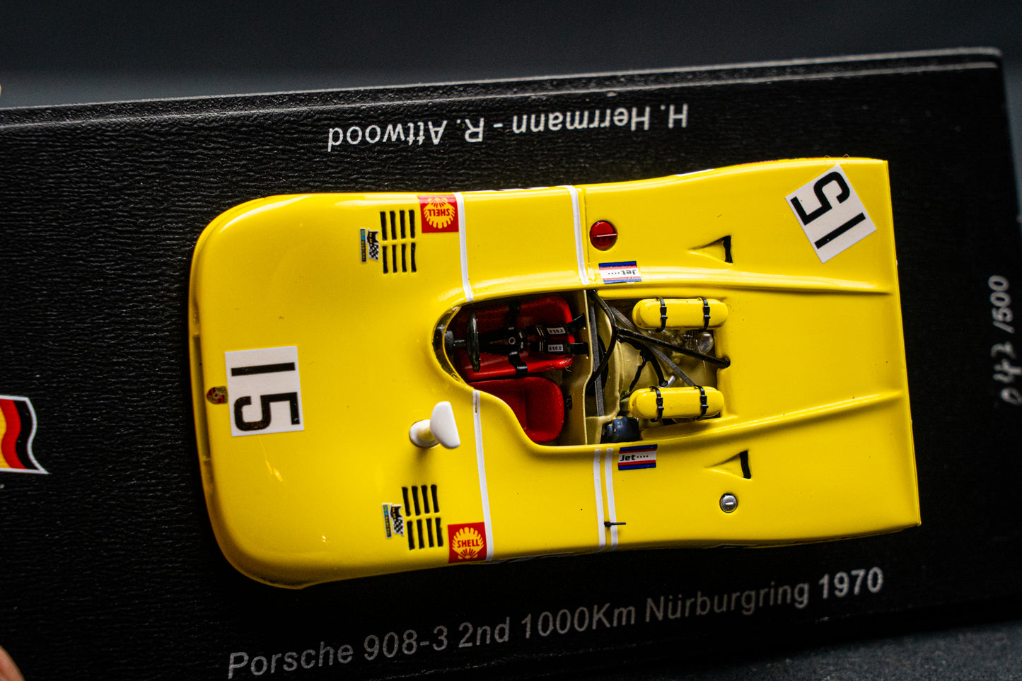 Porsche 908/03 #15 lim. 500 pcs. Herrmann / Attwood 2nd 1000km Nürburgring 1970 Spark 1:43