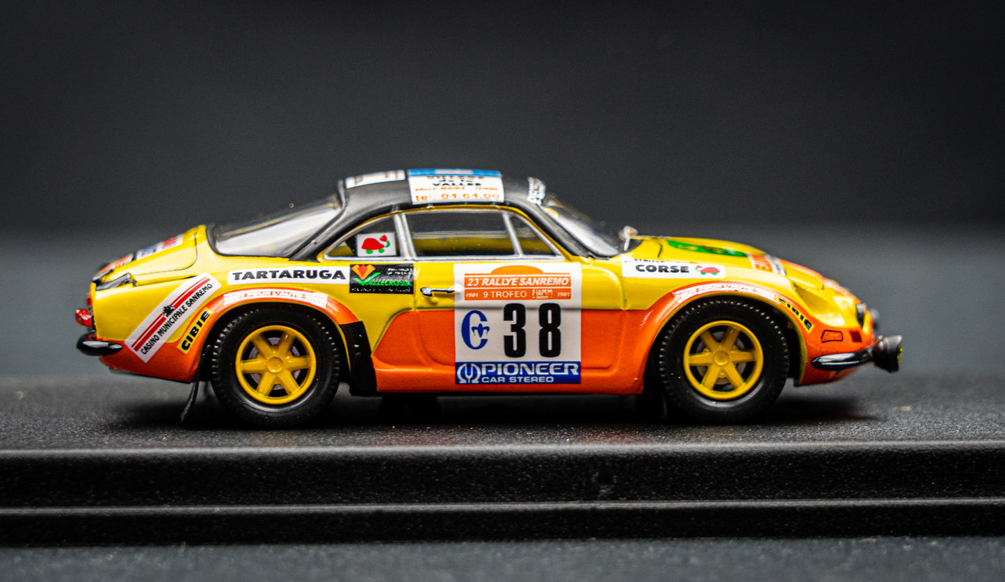 Renault Alpine A110 lim. 1/150 Stk. #38 C. Rey / Struyf San Remo Rallye 1981 Trofeu 1:43