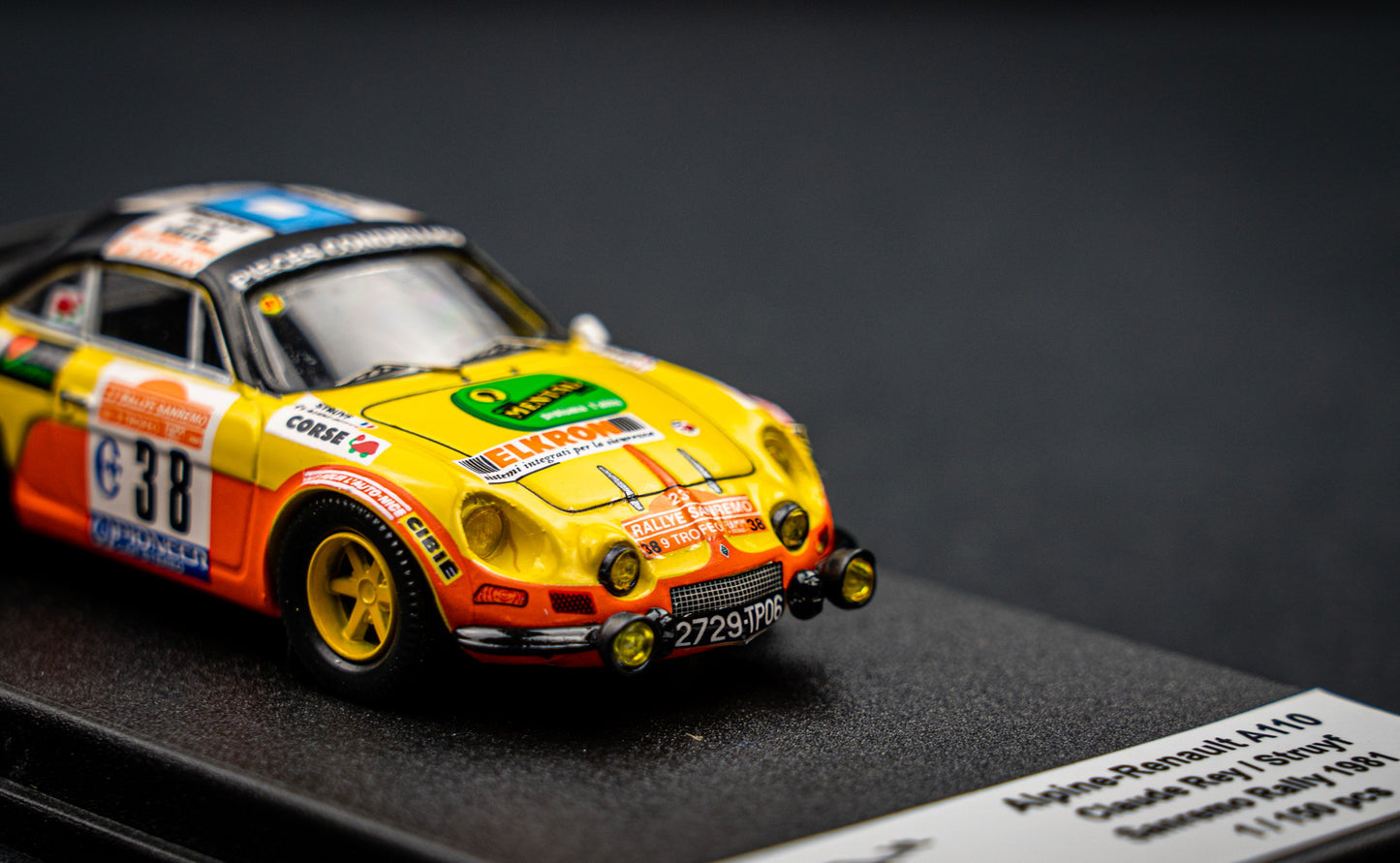 Renault Alpine A110 lim. 1/150 Stk. #38 C. Rey / Struyf San Remo Rallye 1981 Trofeu 1:43